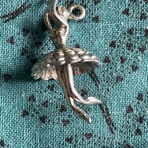 Charm, sterling silver ballerina